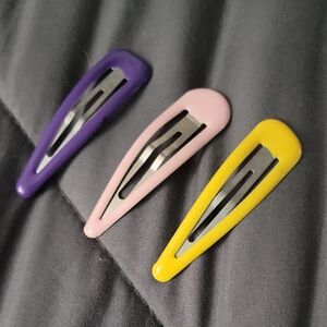 Set of Purple, Pink, and Yellow Hair Clips